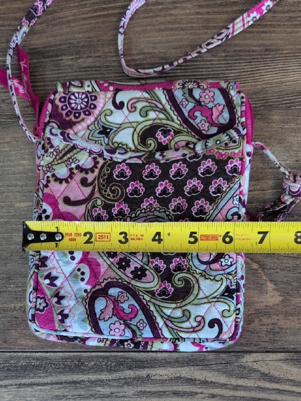 Vera Bradley Hot Pink Paisley Quilted ID Crossbody Bag AB174 - Picture 5 of 9